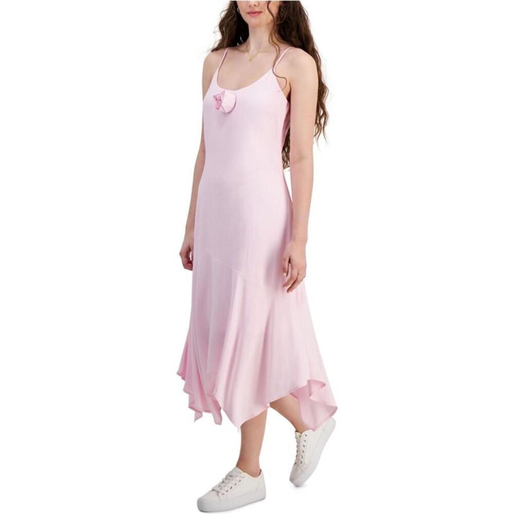 Tinseltown Womens Rosette Midi Dress, Pink, Juniors, XL, DM